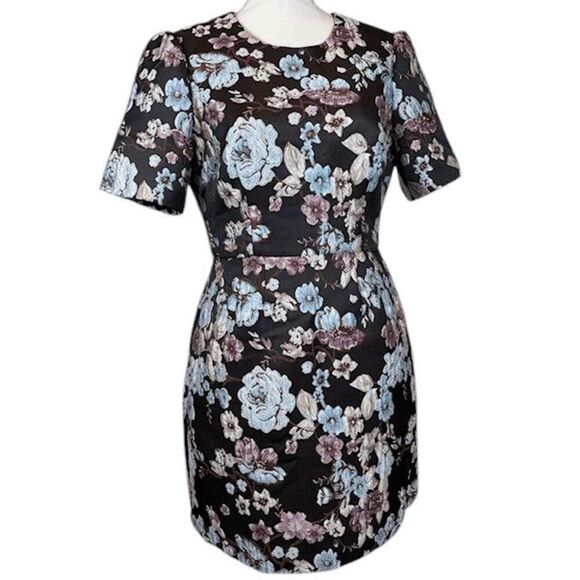 Gal Meets Glam Presley Jacquard Dress Embroidered Textured Back Zip Size 8 - Picture 2 of 13